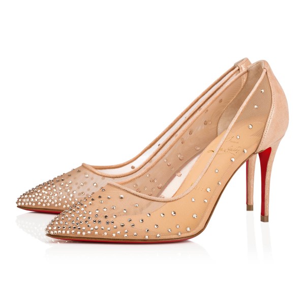 Zapatos De Salon Christian Louboutin Follies Strass Mujer Beige | l1muHtPb