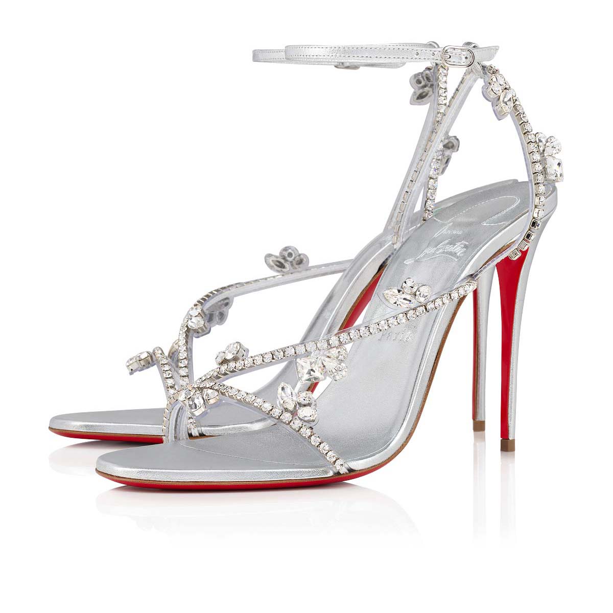 Sandalias de Diapositivas Christian Louboutin Joli Queen Mujer Plateados | EIcHUIA2