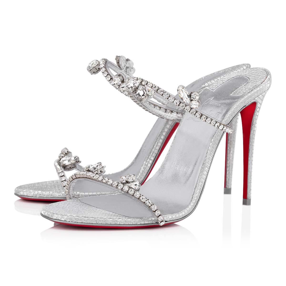 Sandalias de Diapositivas Christian Louboutin Just Queen Mujer Plateados Plateados | efJgcEj5