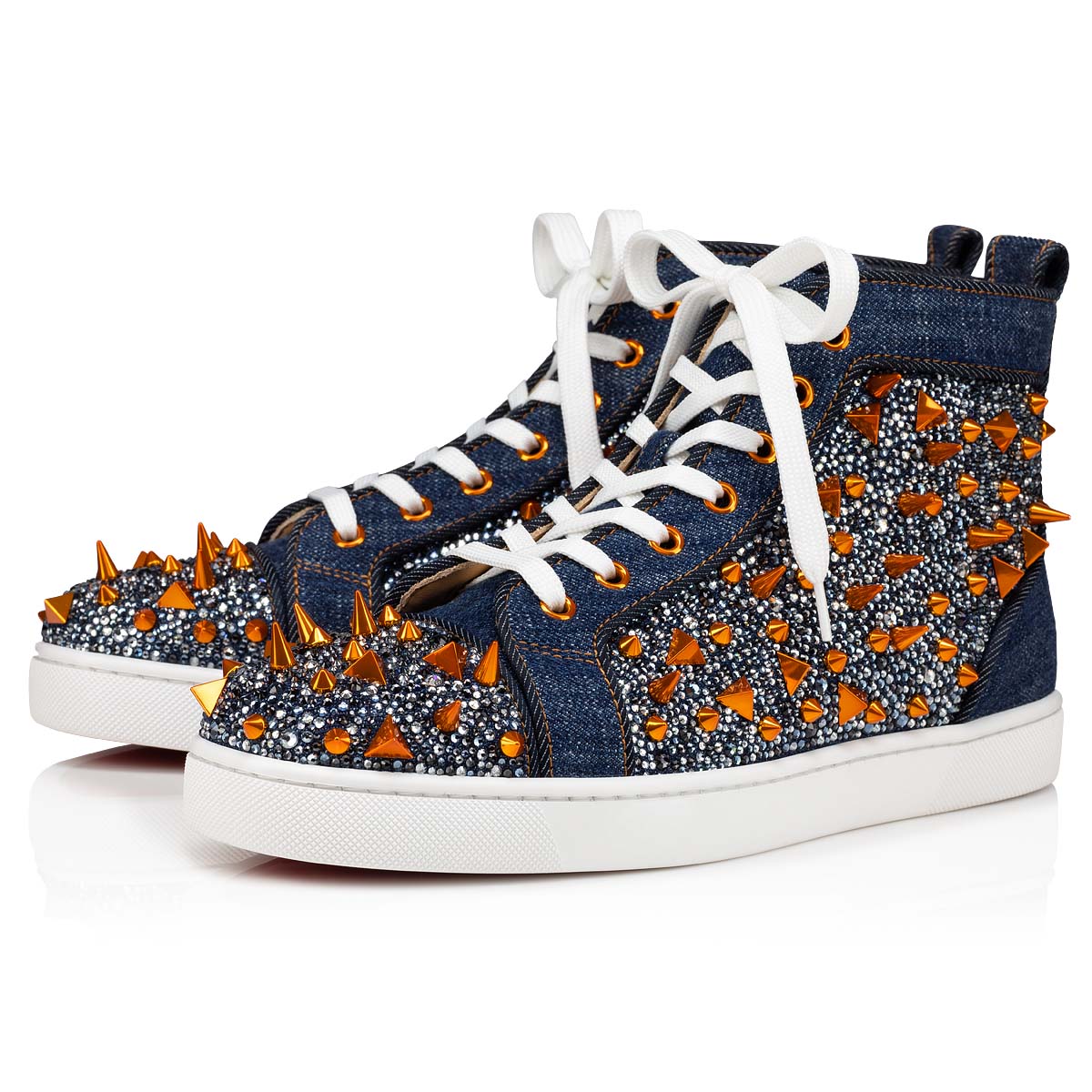 Tenis Christian Louboutin Louis Pik Pik Strass Hombre Azules Dorados | XQJuap18