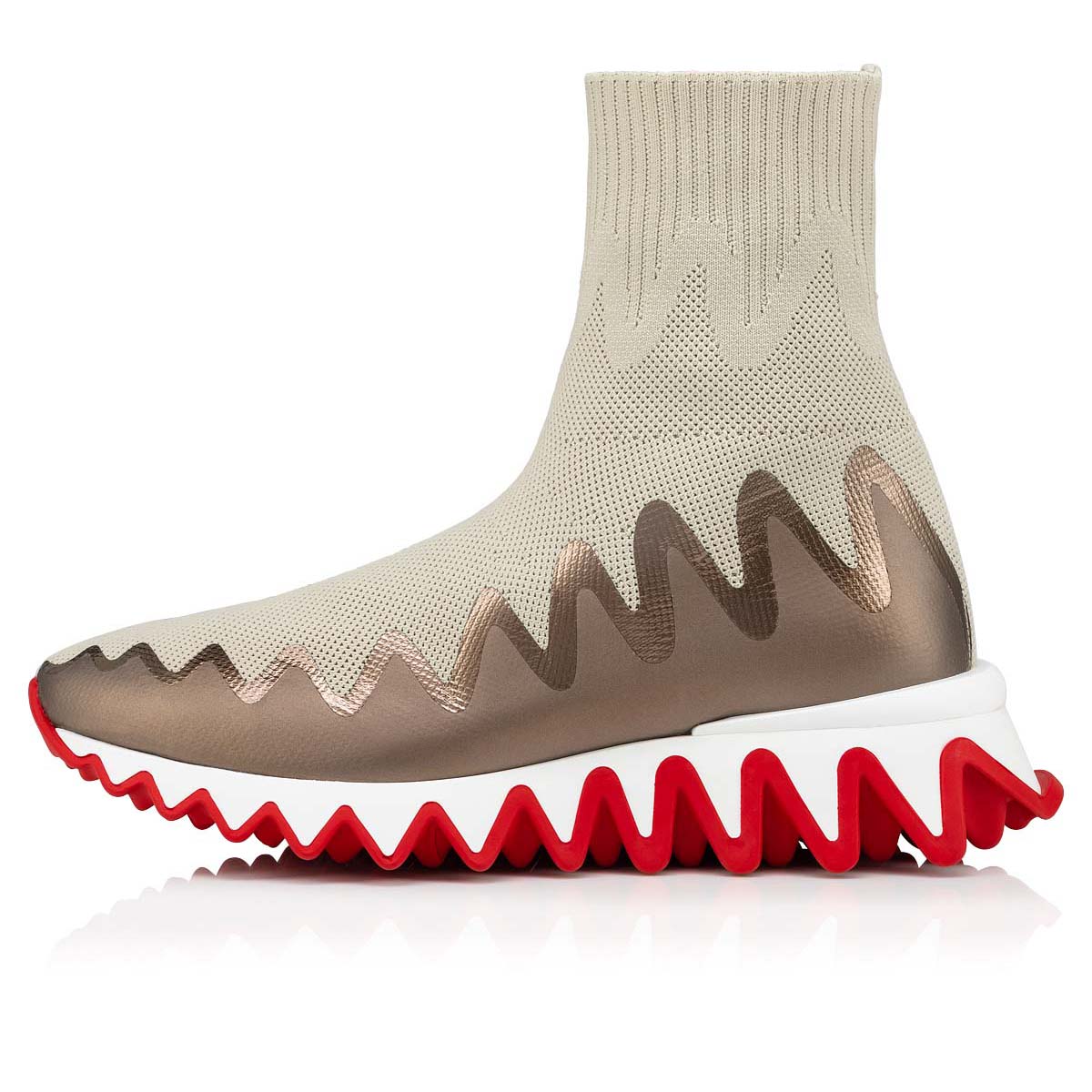 Tenis Christian Louboutin Sharky Sock Mujer Beige | qnC5lCPT