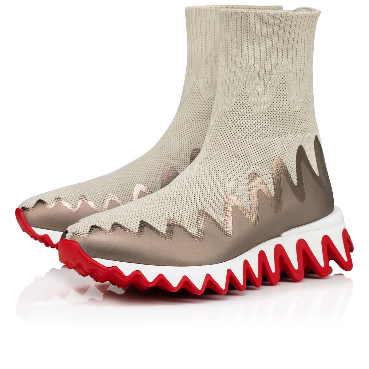 Tenis Christian Louboutin Sharky Sock Mujer Beige | qnC5lCPT