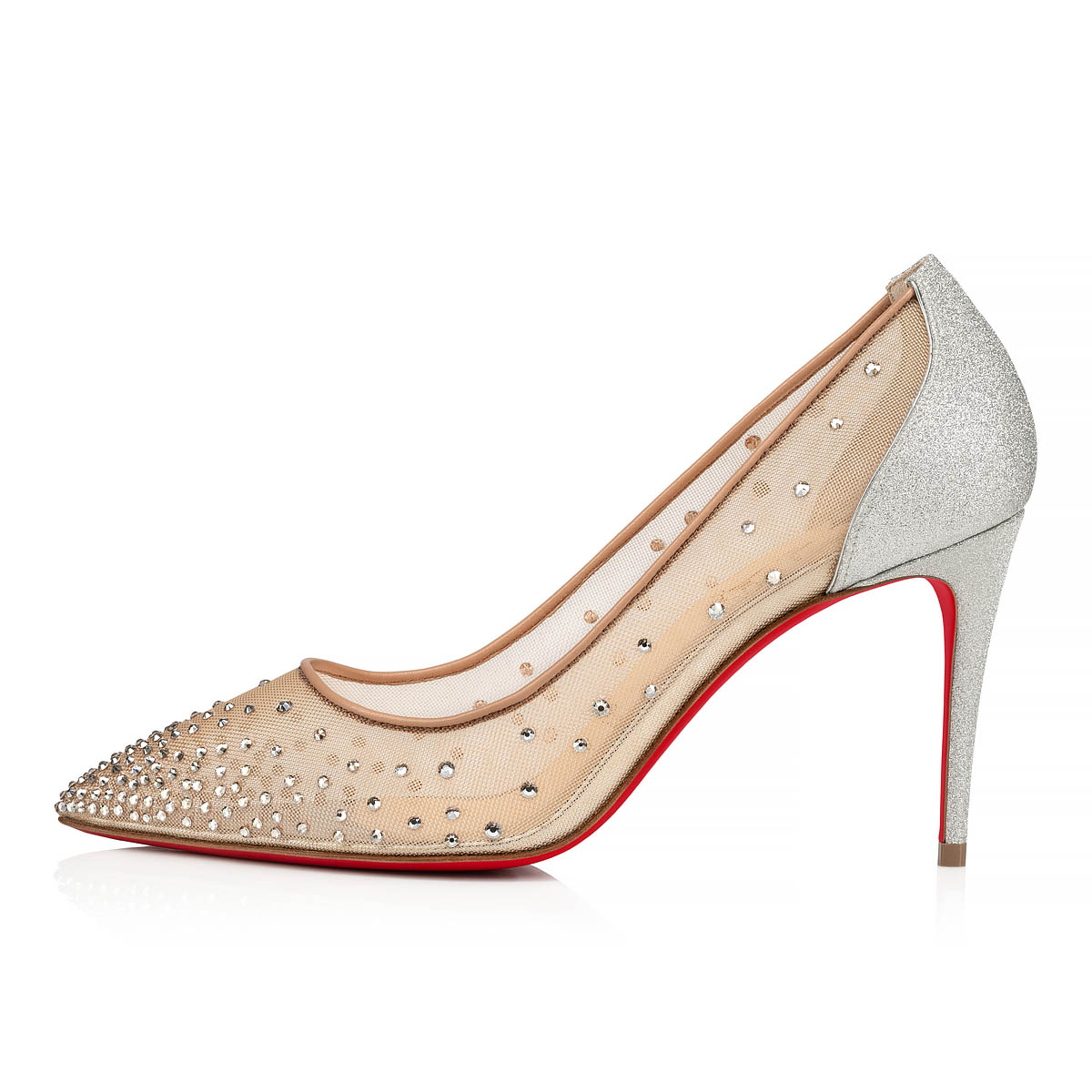 Zapatos De Salon Christian Louboutin Follies Strass Mujer Plateados | GdeO4JbP