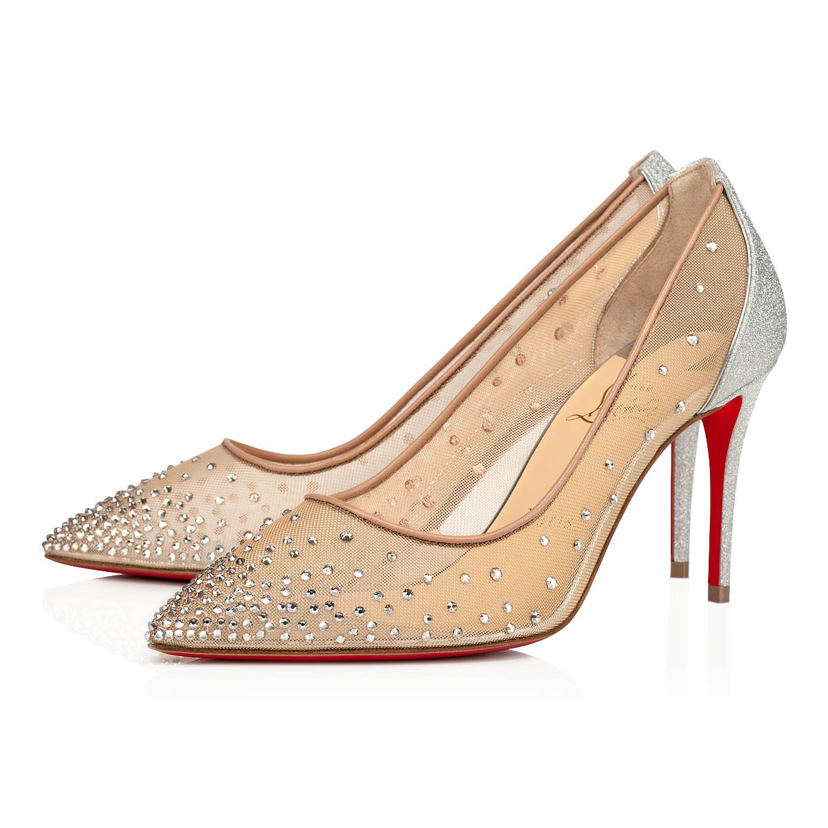 Zapatos De Salon Christian Louboutin Follies Strass Mujer Plateados | GdeO4JbP