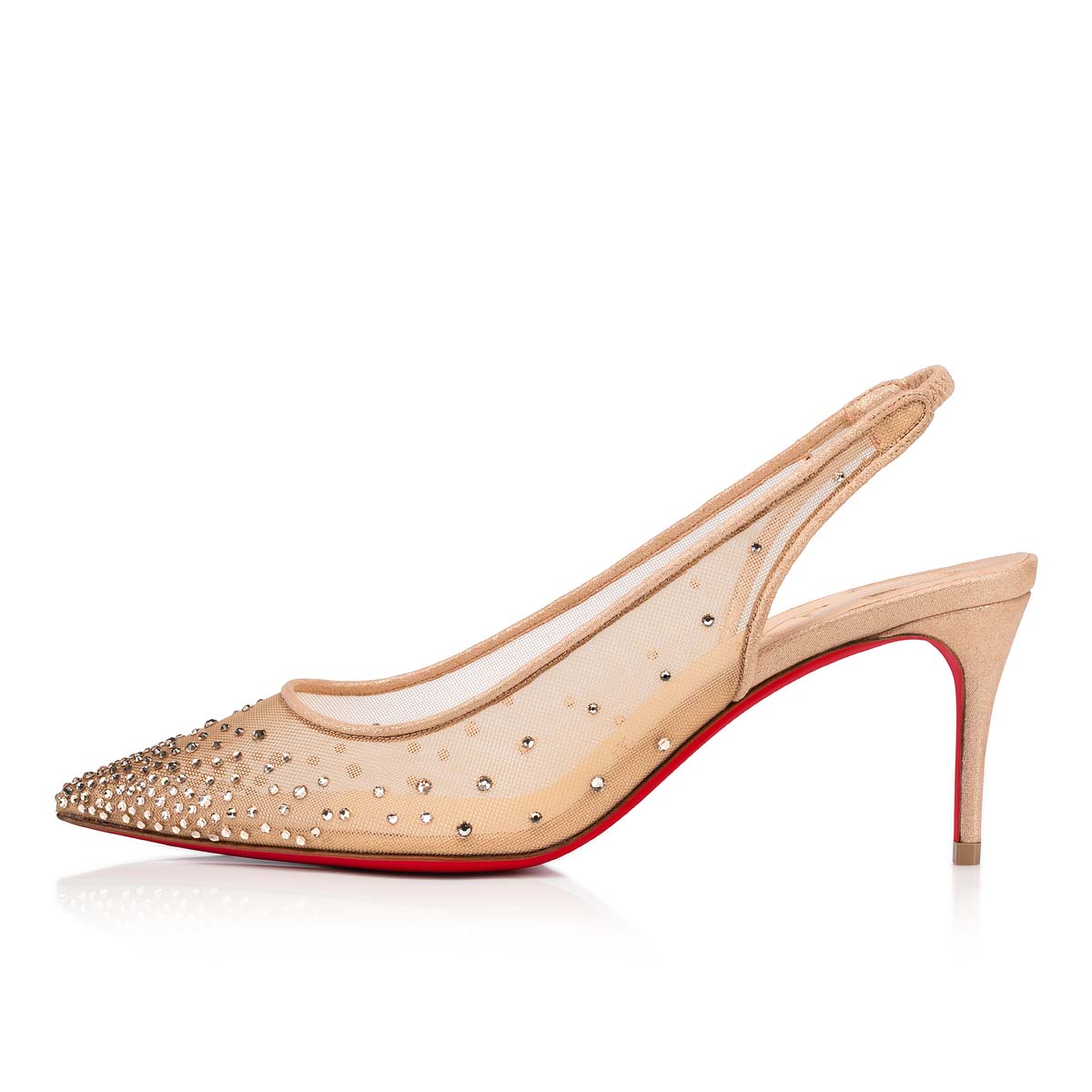 Zapatos De Salon Christian Louboutin Follies Strass Sling Mujer Beige | HimeWLyK